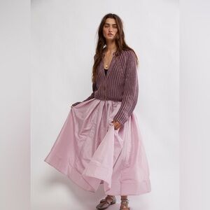 NWT Free People Emilia Full Skirt in Plum Blossom Pink Size Small